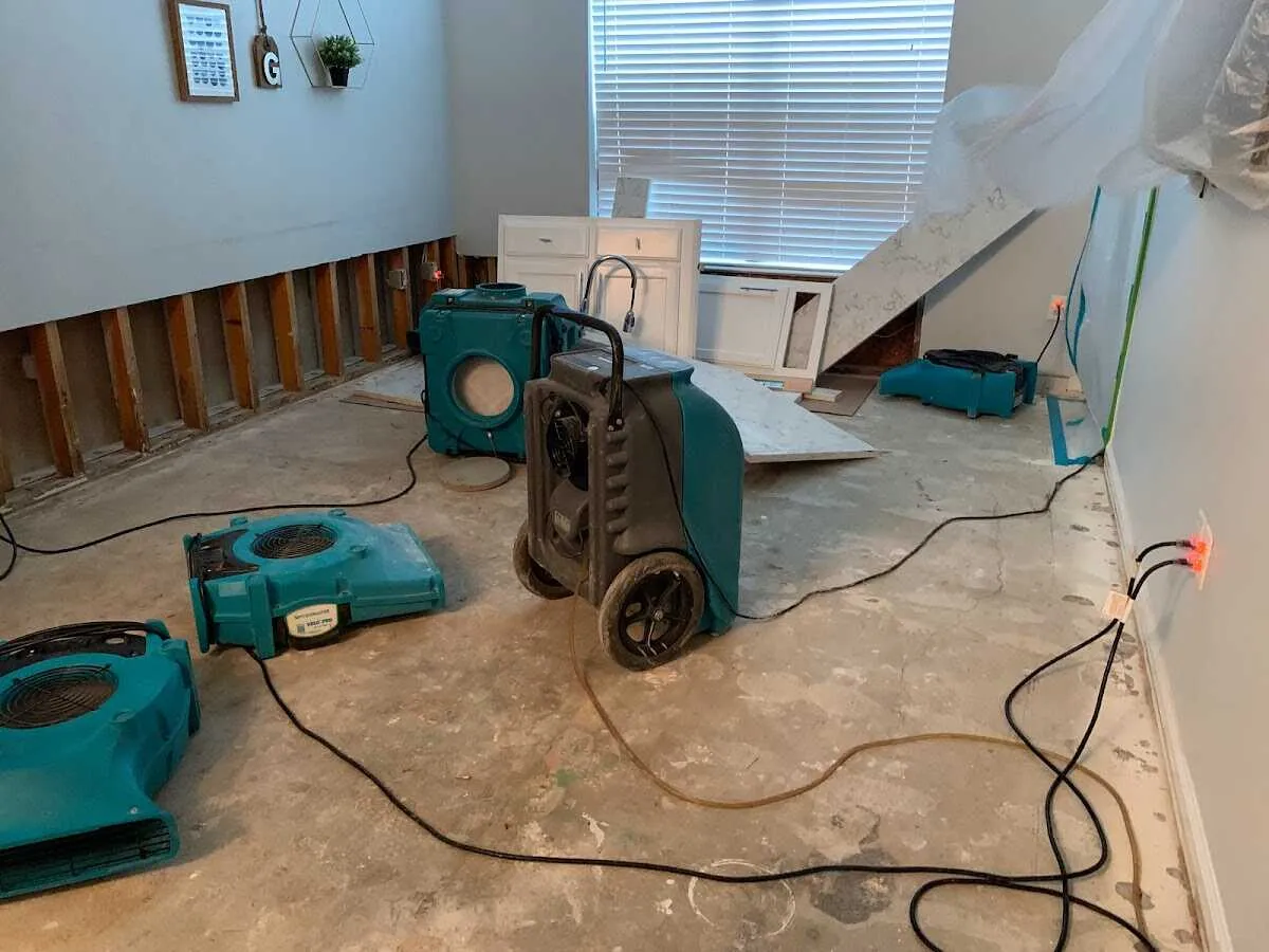 Dehumidifier in flood-cut room for Water Extraction & Removal in Central Falls